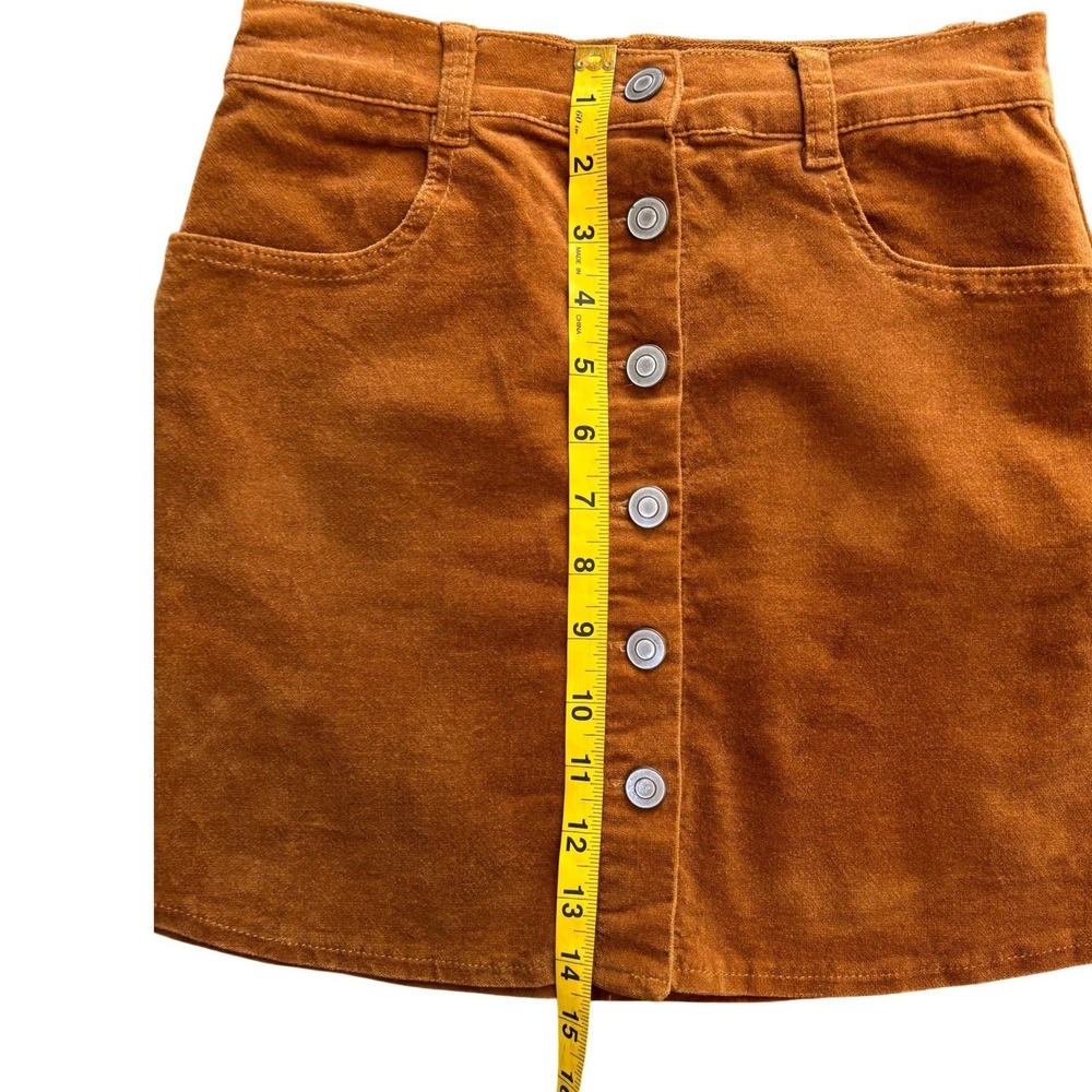 Brandy Melville Mini Skirt Women S Brown Excellent Corduroy Button Front A-Line - Picture 5 of 6
